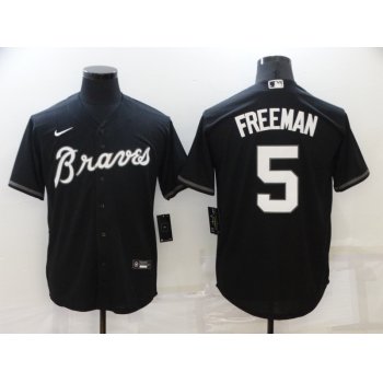Men's Atlanta Braves #5 Freddie Freeman Black Cool Base Stitched Jersey