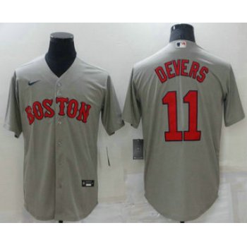 Men's Boston Red Sox #11 Rafael Devers Grey New Cool Base Stitched Nike Jersey