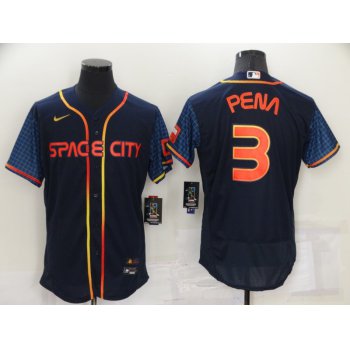 Men's Houston Astros #3 Jeremy Pena 2022 Navy Blue City Connect Flex Base Stitched Baseball Jersey