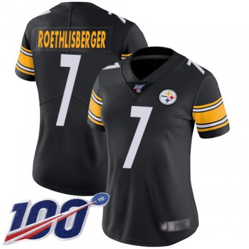 Nike Steelers #7 Ben Roethlisberger Black Team Color Women's Stitched NFL 100th Season Vapor Limited Jersey