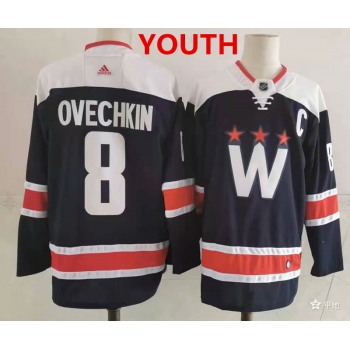 Youth Washington Capitals #8 Alex Ovechkin NEW Navy Blue Adidas Stitched NHL Jersey