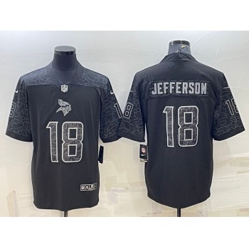 Men's Minnesota Vikings #18 Justin Jefferson Black Reflective Limited Stitched Football Jersey