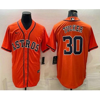 Men's Houston Astros #30 Kyle Tucker Orange Stitched MLB Cool Base Nike Jersey