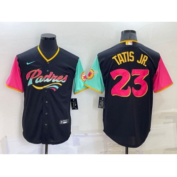 Men's San Diego Padres #23 Fernando Tatis Jr Black 2022 City Connect Cool Base Stitched Jersey