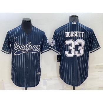 Men's Dallas Cowboys #33 Tony Dorsett Navy With Patch Cool Base Stitched Baseball Jersey