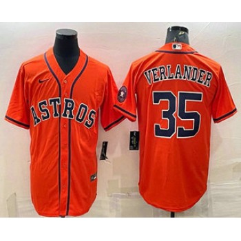 Men's Houston Astros #35 Justin Verlander Orange With Patch Stitched MLB Cool Base Nike Jersey