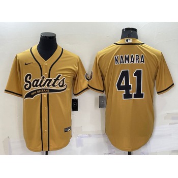 Men's New Orleans Saints #41 Alvin Kamara Gold Stitched MLB Cool Base Nike Baseball Jersey