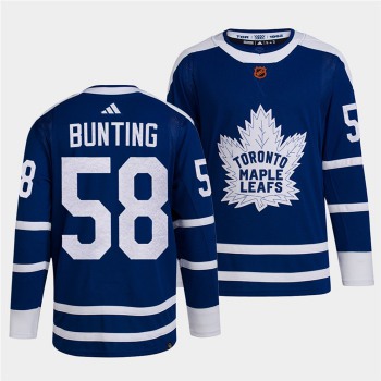 Men's Toronto Maple Leafs Black #58 Michael Bunting Blue 2022 Reverse Retro Stitched Jersey