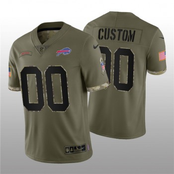 Men's Buffalo Bills ACTIVE PLAYER Custom 2022 Olive Salute To Service Limited Stitched Jersey