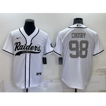Men's Las Vegas Raiders #98 Maxx Crosby White Grey Stitched MLB Cool Base Nike Baseball Jersey
