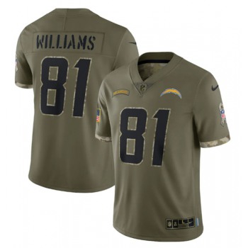 Men's Los Angeles Chargers #81 Mike Williams 2022 Olive Salute To Service Limited Stitched Jersey