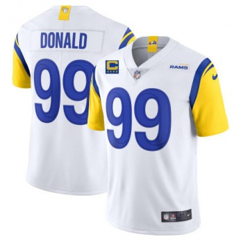 Men's Los Angeles Rams 2022 #99 Aaron Donald White With 4-star C Patch Stitched NFL Jersey