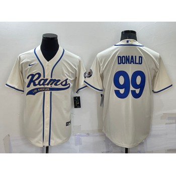 Men's Los Angeles Rams #99 Aaron Donald Cream Stitched Cool Base Nike Baseball Jersey