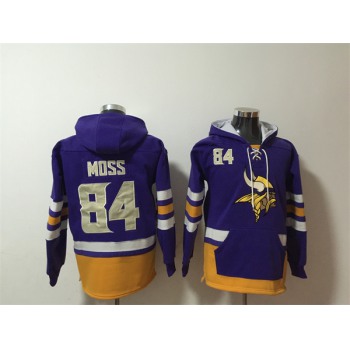Men's Minnesota Vikings #84 Randy Moss Purple Ageless Must-Have Lace-Up Pullover Hoodie