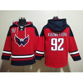 Men's Washington Capitals #92 Evgeny Kuznetsov Red Ageless Must Have Lace Up Pullover Hoodie