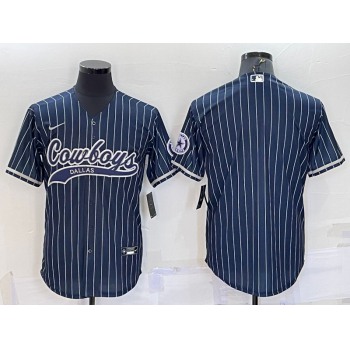 Men's Dallas Cowboys Blank Navy With Patch Cool Base Stitched Baseball Jersey