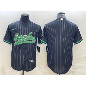 Men's Philadelphia Eagles Blank Black With Patch Cool Base Stitched Baseball Jersey