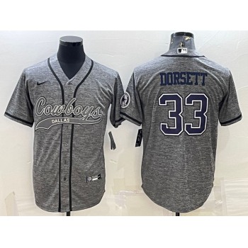 Men's Dallas Cowboys #33 Tony Dorsett Grey Gridiron With Patch Cool Base Stitched Baseball Jersey