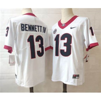 Men's Georgia Bulldogs #13 Stetson Bennett IV White 2022 Vapor Untouchable Stitched Nike NCAA Jersey