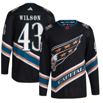 Men's Washington Capitals #43 Tom Wilson Black 2022-23 Reverse Retro Stitched Jersey