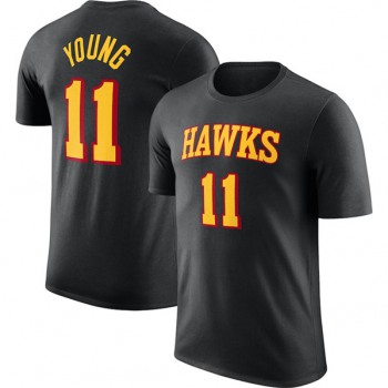Men's Atlanta Hawks #11 Trae Young Black 2022-23 Statement Edition Name & Number T-Shirt