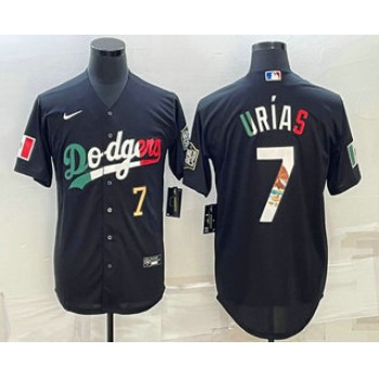 Men's Los Angeles Dodgers #7 Julio Urias Number Black Mexico 2020 World Series Cool Base Nike Jersey