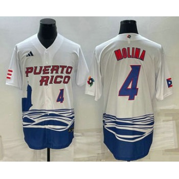 Men's Puerto Rico Baseball #4 Carlos Correa Number 2023 White World Baseball Classic Stitched Jerseys