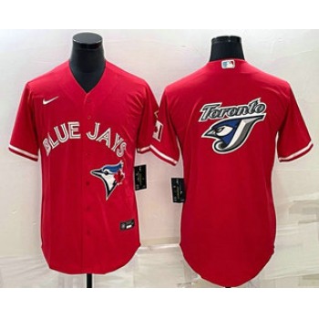 Men's Toronto Blue Jays Big Logo Red Stitched MLB Cool Base Nike Jersey