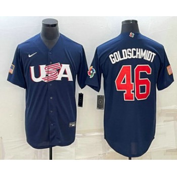 Men's USA Baseball #46 Paul Goldschmidt 2023 Navy World Baseball Classic Stitched Jersey