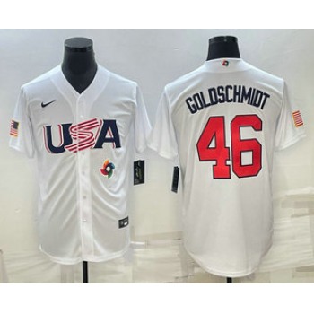 Men's USA Baseball #46 Paul Goldschmidt 2023 White World Baseball Classic Stitched Jersey