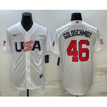 Men's USA Baseball #46 Paul Goldschmidt 2023 White World Baseball Classic Stitched Jerseys