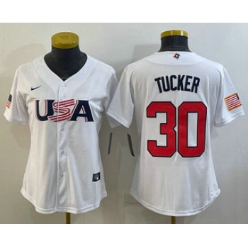 Women's USA Baseball #30 Kyle Tucker 2023 White World Classic Stitched Jersey